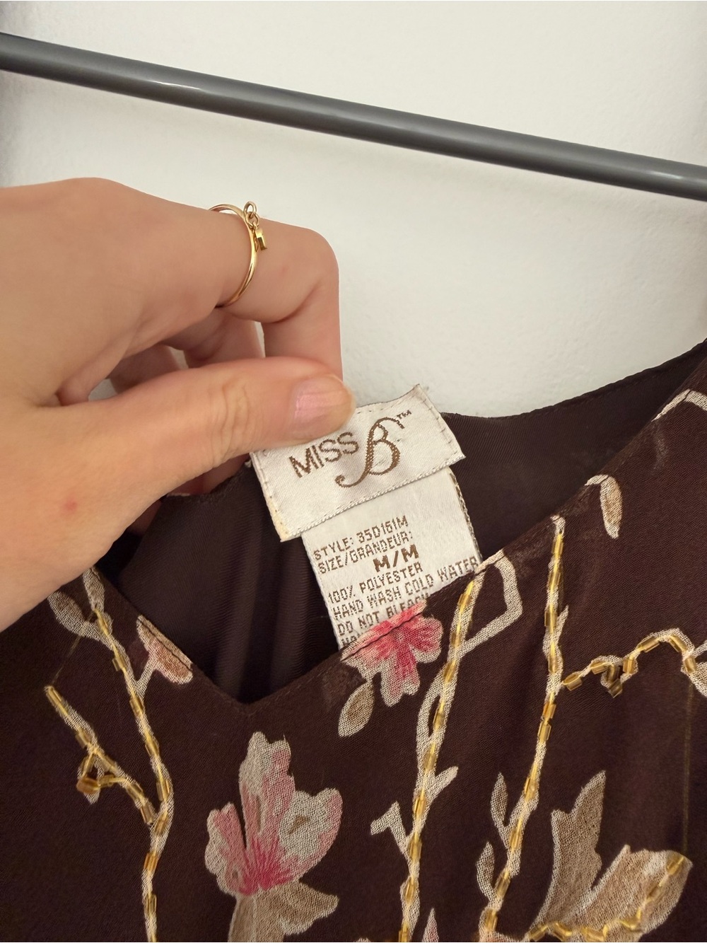 90s Inspired Chocolate Brown Floral Slip Midi Dress - Picture 5 of 5